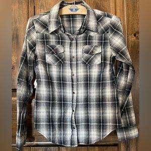 Cumberland Outfitters Western Gray Plaid Shirt